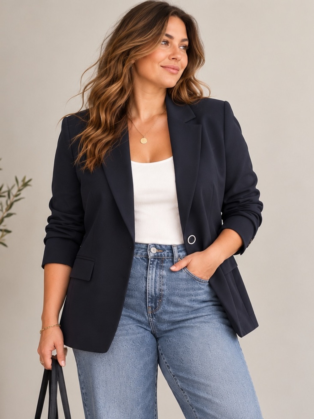 DEX The Suit Shop Deep Ink Navy Blazer NWT Tailored Stretch Workwear